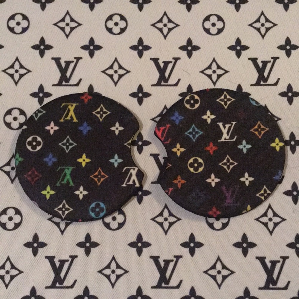 Car Cup Mats L V W/ LV Symbols Car Cup Holder Drink Mats Cup Holders Mats